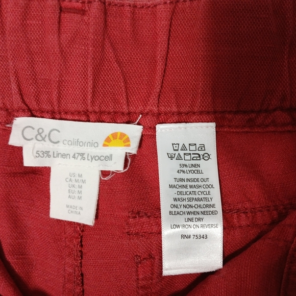C&C California Linen/ Lyocell Straight Leg Pants. Size M - Picture 6 of 7
